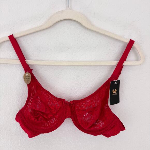 Wacoal Womens Underwire Lace Bra Size 34B Convertible Unlined Sexy Red - Picture 1 of 5